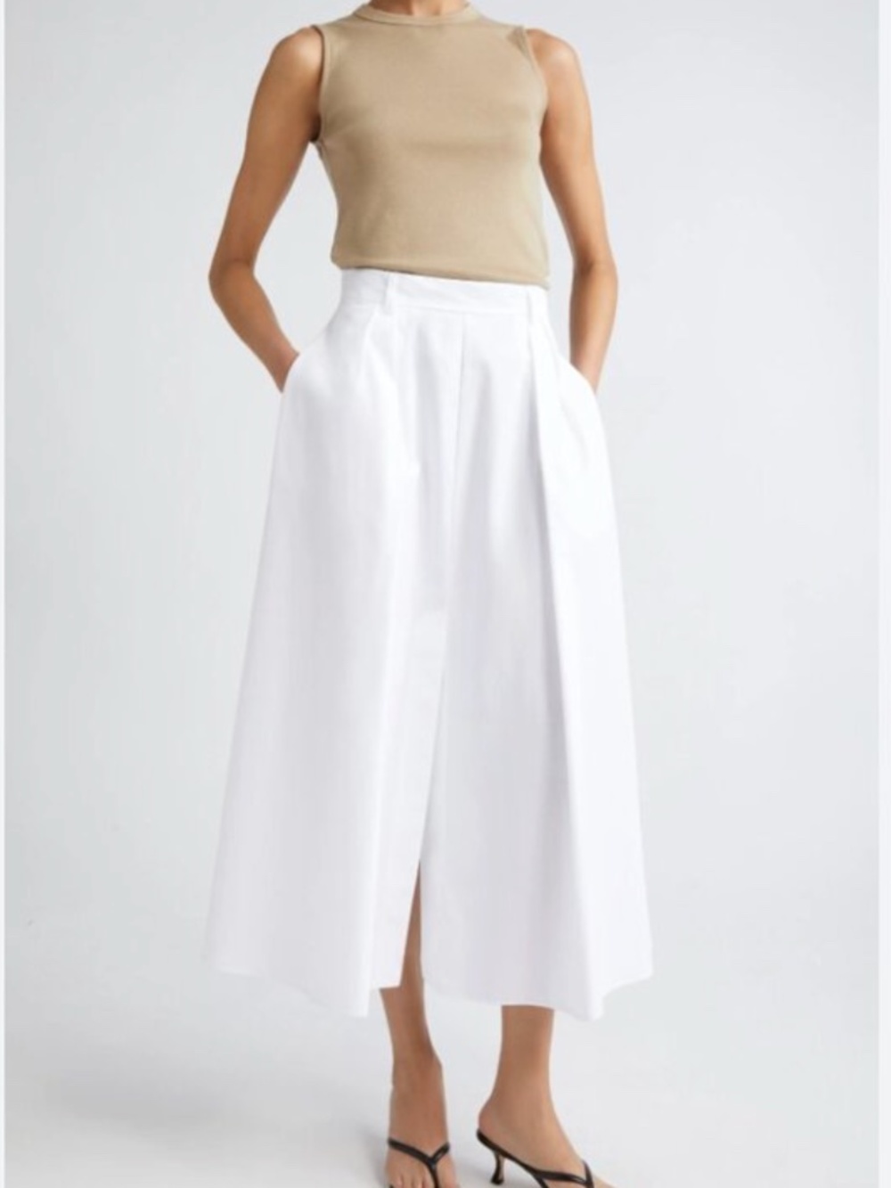 RÓHE Women's A-Line Pleated 100% Cotton Midi Skirt /
